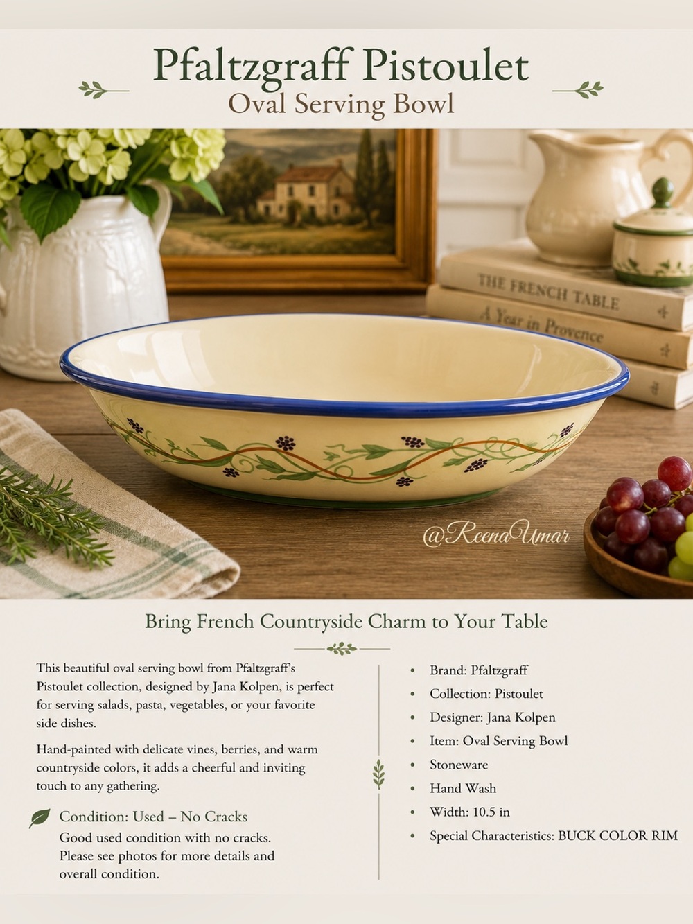 ☀️ Pistoulet Oval Serving Bowl by Pfaltzgraff – Jana Kolpen
